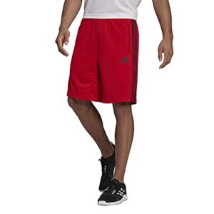 adidas men’s designed 2 move 3-stripes primeblue shorts, scarlet/black, x-large
