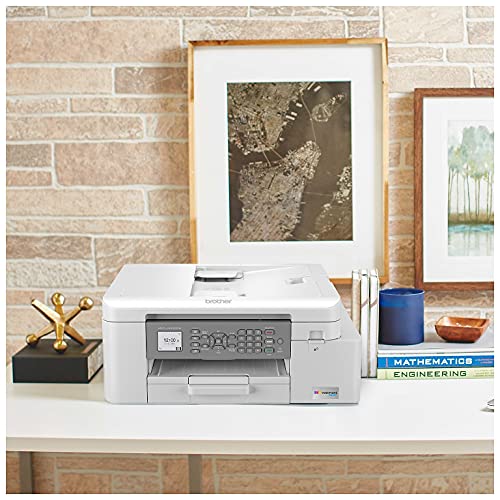 Brother INKvestment Tank MFC-J4335DWB Wireless Color All-in-One Inkjet Printer, White - Print Copy Scan Fax - 20 ppm, 4800 x 1200 dpi, Auto Duplex Printing, 20-Sheet ADF, CBMOUN Printer Cable