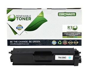 renewable toner compatible laser toner cartridge high yield replacement for brother tn-336c tn336 hl-l8250 l8350 mfc-l8600 l8850 (cyan)