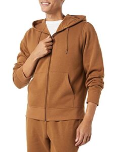 amazon essentials men’s full-zip hooded fleece sweatshirt (available in big & tall), toffee brown, large