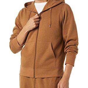 Amazon Essentials Men's Full-Zip Hooded Fleece Sweatshirt (Available in Big & Tall), Toffee Brown, Large