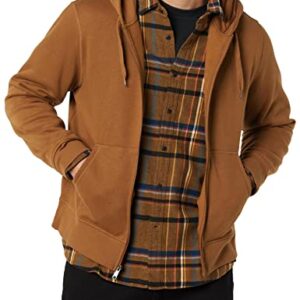 Amazon Essentials Men's Full-Zip Hooded Fleece Sweatshirt (Available in Big & Tall), Toffee Brown, Large