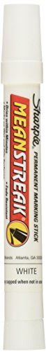 Sharpie Mean Streak Permanent Marking Stick, Bullet Tip, White, Box of 12