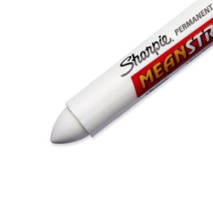 Sharpie Mean Streak Permanent Marking Stick, Bullet Tip, White, Box of 12