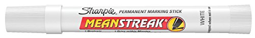 Sharpie Mean Streak Permanent Marking Stick, Bullet Tip, White, Box of 12