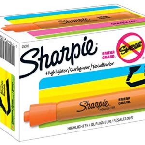 SHARPIE Tank Style Highlighters, Chisel Tip, Fluorescent Orange, Box of 12