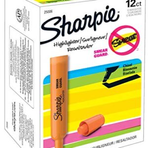 SHARPIE Tank Style Highlighters, Chisel Tip, Fluorescent Orange, Box of 12