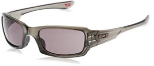 oakley men’s oo9238 fives squared polarized rectangular sunglasses, grey smoke/warm grey, 54 mm