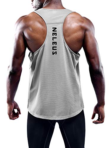 NELEUS Men's 3 Pack Workout Running Tank Top Sleeveless Gym Athletic Shirts,5080,Black/Grey/Red,L