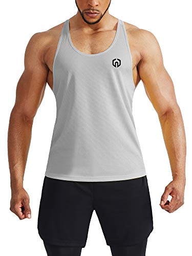 NELEUS Men's 3 Pack Workout Running Tank Top Sleeveless Gym Athletic Shirts,5080,Black/Grey/Red,L