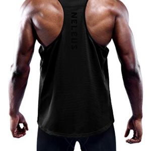 NELEUS Men's 3 Pack Workout Running Tank Top Sleeveless Gym Athletic Shirts,5080,Black/Grey/Red,L