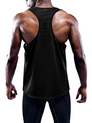 NELEUS Men's 3 Pack Workout Running Tank Top Sleeveless Gym Athletic Shirts,5080,Black/Grey/Red,L