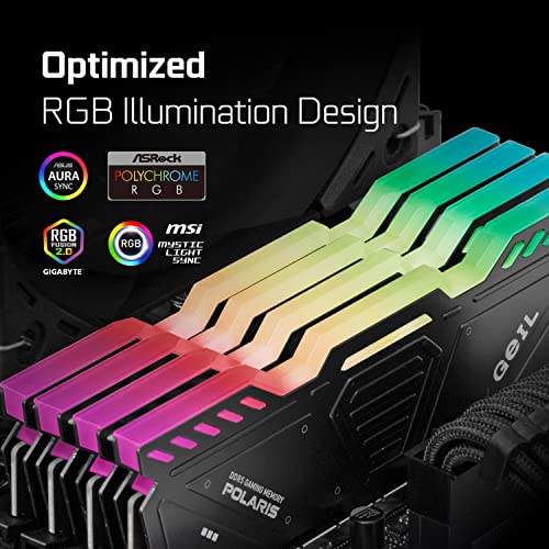 GeIL Polaris RGB DDR5 RAM, 32GB (16GBx2) 5200MHz 1.25V ,AMD Compatible, Long DIMM High Speed Desktop Memory, Hardcore Immersive Gaming/Multimedia Content Creation/Quality Live Streaming(Gray)