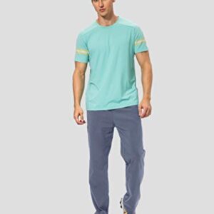 Pudolla Men's Cotton Yoga Sweatpants Athletic Lounge Pants Open Bottom Casual Jersey Pants for Men with Pockets (Mallard Blue Large)