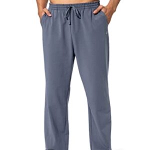 Pudolla Men's Cotton Yoga Sweatpants Athletic Lounge Pants Open Bottom Casual Jersey Pants for Men with Pockets (Mallard Blue Large)
