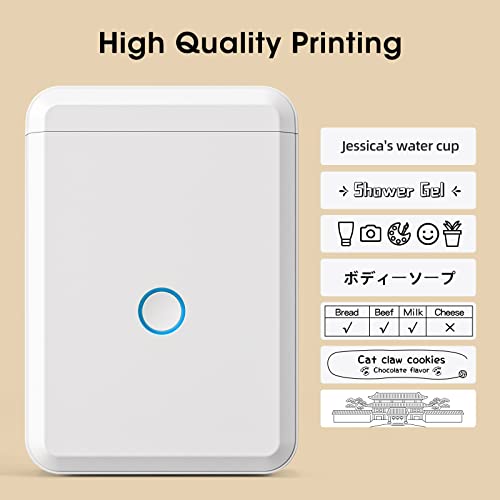 NIIMBOT D110 Thermal Label Makers with 1 Roll Tape, Portable Mini Wireless Bluetooth Sticker Printer for Home Office School Use, Mobile Phone Editable, Printable Width 0.47 inch, White