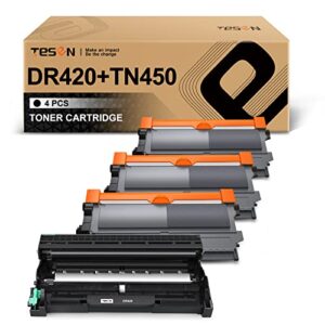 tn450+dr420 tesen compatible toner and drum cartridge replacement for brother tn450 dr420 use for hl-2270dw hl-2240 hl-2280dw mfc-7360n dcp-7065dn mfc-7240 intellifax-2840 high yield (1 drum+3 toners)