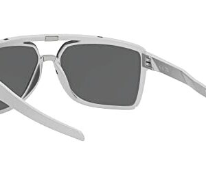 Oakley Men's OO9147 Castel Rectangular Sunglasses, X Silver/Prizm Black, 63 mm