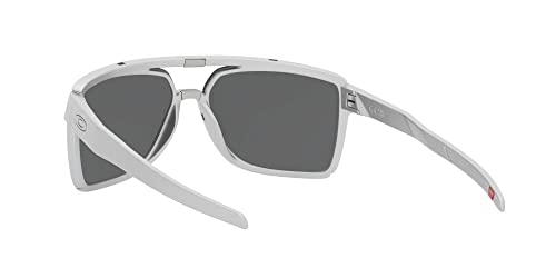 Oakley Men's OO9147 Castel Rectangular Sunglasses, X Silver/Prizm Black, 63 mm