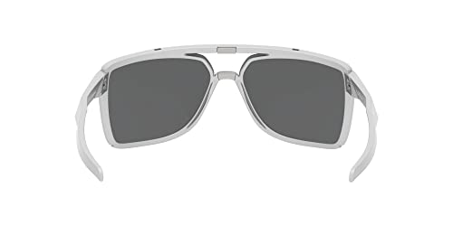 Oakley Men's OO9147 Castel Rectangular Sunglasses, X Silver/Prizm Black, 63 mm