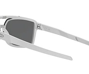 Oakley Men's OO9147 Castel Rectangular Sunglasses, X Silver/Prizm Black, 63 mm