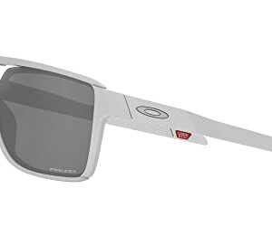 Oakley Men's OO9147 Castel Rectangular Sunglasses, X Silver/Prizm Black, 63 mm