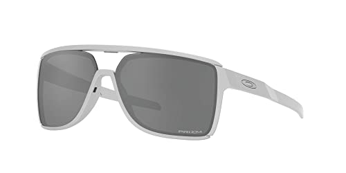 Oakley Men's OO9147 Castel Rectangular Sunglasses, X Silver/Prizm Black, 63 mm