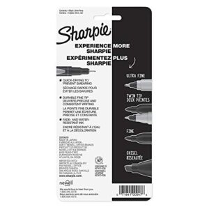 Sharpie Plastic Point Stick Permanent Water Resistant Pen, Black Ink, Fine, 4 per Pack