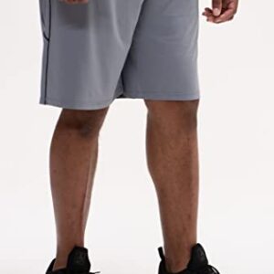 DEVOPS Men's 2-Pack Loose-Fit 10" Workout Gym Shorts with Pockets (Large, Black/Steel)