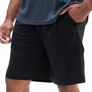 DEVOPS Men's 2-Pack Loose-Fit 10" Workout Gym Shorts with Pockets (Large, Black/Steel)