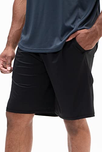 DEVOPS Men's 2-Pack Loose-Fit 10" Workout Gym Shorts with Pockets (Large, Black/Steel)