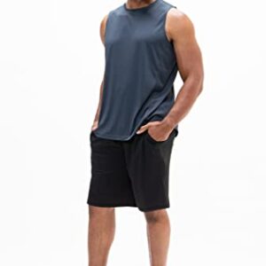 DEVOPS Men's 2-Pack Loose-Fit 10" Workout Gym Shorts with Pockets (Large, Black/Steel)