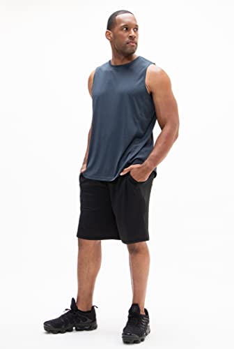 DEVOPS Men's 2-Pack Loose-Fit 10" Workout Gym Shorts with Pockets (Large, Black/Steel)