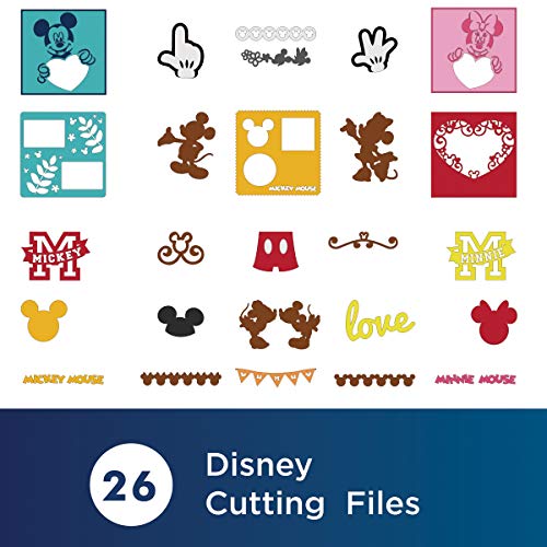 Brother ScanNCut Disney Pattern Collection 1 CADSNP01, Classic Mickey & Minnie Mouse, 26 Designs Disney Vinyl Decals, DIY Valentine's Cards, Appliques with Mickey Ears, Gloves, Hearts, Banners & More