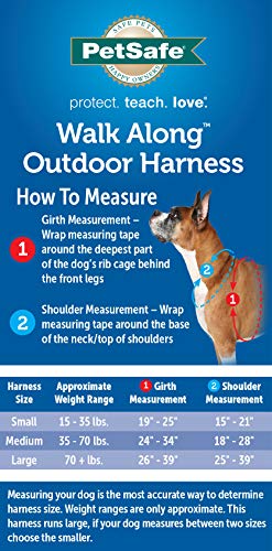PetSafe Walk-Along Outdoor Dog Harness, No-Pull Solution, Water-Resistant, Zippered Pouch for Storage, Built-in Car Restraint, Medium