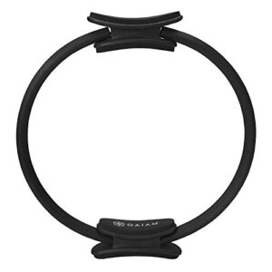 Gaiam Pilates Ring 15" Fitness Circle - Lightweight & Durable Foam Padded Handles | Flexible Resistance Exercise Equipment for Toning Arms, Thighs/Legs & Core, Black