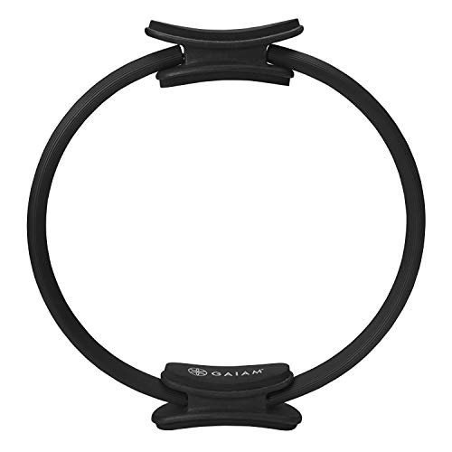 Gaiam Pilates Ring 15" Fitness Circle - Lightweight & Durable Foam Padded Handles | Flexible Resistance Exercise Equipment for Toning Arms, Thighs/Legs & Core, Black