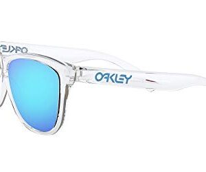 Oakley unisex adult Oo9245 Frogskins Low Bridge Fit Sunglasses, Crystal Clear/Prizm Sapphire, 54 mm US