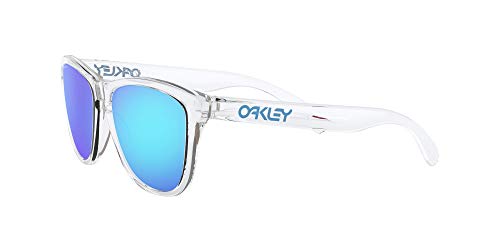 Oakley unisex adult Oo9245 Frogskins Low Bridge Fit Sunglasses, Crystal Clear/Prizm Sapphire, 54 mm US