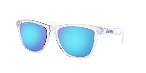 Oakley unisex adult Oo9245 Frogskins Low Bridge Fit Sunglasses, Crystal Clear/Prizm Sapphire, 54 mm US