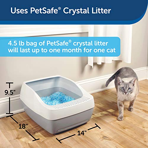 PetSafe Deluxe Cat Litter Box with Crystal Litter System – Starter Kit Includes Litter Scoop, Pee Pad, 1 Month of ScoopFree Premium Crystal Litter