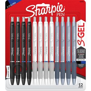sharpie® s-gel fashion barrel gel pens, medium point, 0.7 mm, assorted barrel, assorted ink, pack of 12 pens