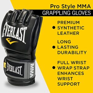 Everlast Pro Style MMA Grappling Gloves, Large/Xtra Large, (Black)