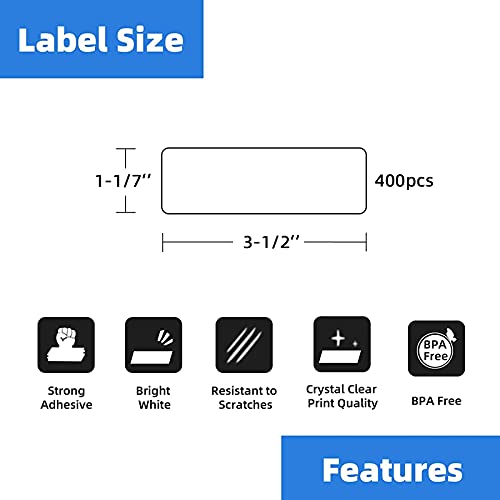 Printholic - 12 Rolls Compatible with Brother DK 1201 (1-1/7" x 3-1/2") Labels Barcode Shipping Labels - 400/Roll DK Adress Labels for Brother QL Label Printers - Include 1 Detachable Frame