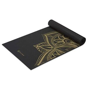 gaiam yoga mat premium print extra thick non slip exercise & fitness mat for all types of yoga, pilates & floor workouts, metallic bronze medallion, 6mm, 68″l x 24″w x 6mm thick
