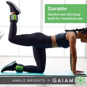 Gaiam Ankle Weights Adjustable Set For Women & Men - Resistance Workout Equipment for Walking, Running, Pilates, Yoga, Dance, Aerobics, Cardio Exercises (5Lb Set - Two 2.5Lb Weights)