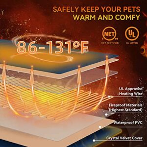 Pet Heating Pad for Dogs & Cats, [2022 Extra Large Design] Adjustable Warming Mat 4 Timers with Auto Shut Off, [Overheat Protection & IP67 Waterproof] Self Heated Bed Blanket for Puppies (L(24Wx35L))