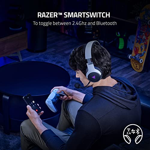 Razer Kaira Pro Dual Wireless Gaming Headset w/Haptics for Playstation 5 / PS5, PC, Mobile, PS4: HyperSense - Triforce 50mm Drivers - Detachable Mic - 2.4GHz and Bluetooth w/SmartSwitch - RGB Chroma