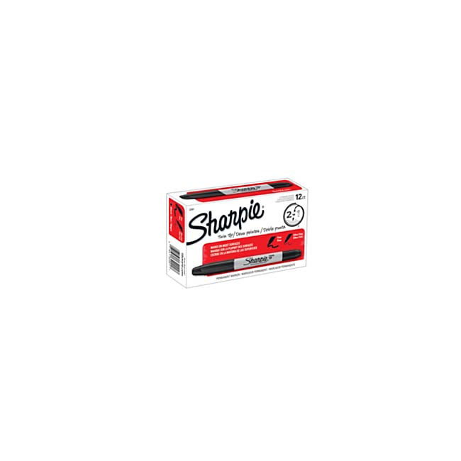 Sharpie Twin Tip Permanent Markers, Fine and Ultra Fine - Black (12 Count)