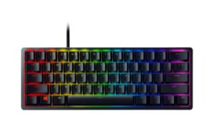 razer huntsman mini (purple switch) – compact gaming keyboard (compact 60 percent keyboard with clicky opto-mechanical switches, pbt keycaps, detachable usb-c cable) us layout